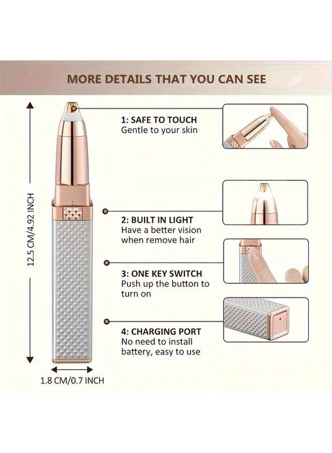 Pink Upgrade USB Rechargeable Hair Removal Trimmer For Women Face Legs Arms Nose - Image 2